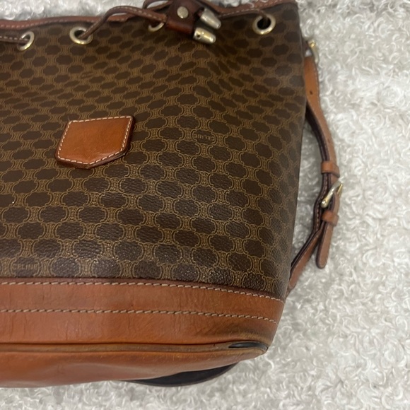 Celine Drawstring Macadam Triomphe Bucket Bag Leather - Picture 8 of 16